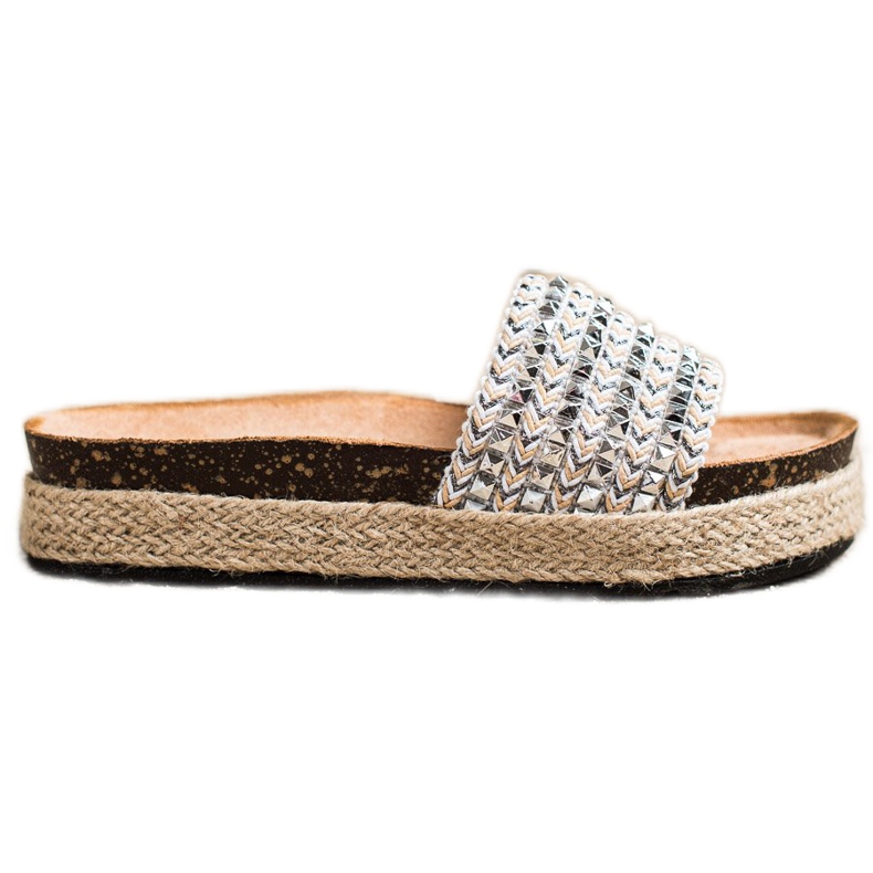 Groto Gogo Pantuflas plateadas con tachuelas gris