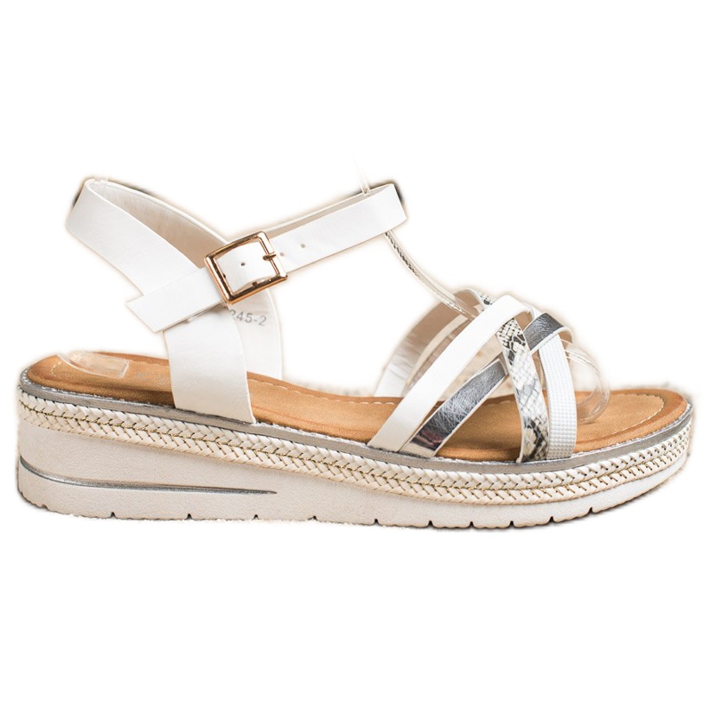 Groto Gogo Sandalias de moda en una cuña baja. blanco Groto Gogo Sandalias de moda en una cuña baja. blanco