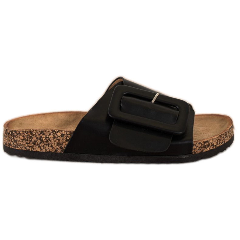 SHELOVET Pantuflas Eco Piel Con Hebilla negro