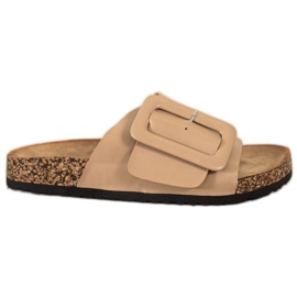 SHELOVET Pantuflas Eco Piel Con Hebilla marrón