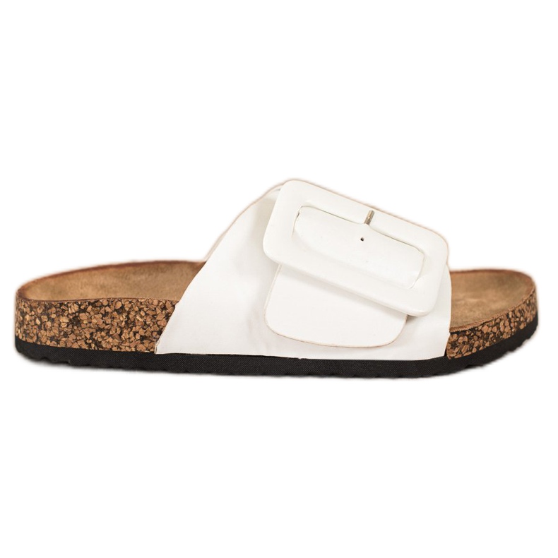 SHELOVET Pantuflas Eco Piel Con Hebilla blanco