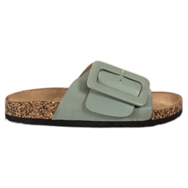 SHELOVET Pantuflas Eco Piel Con Hebilla verde