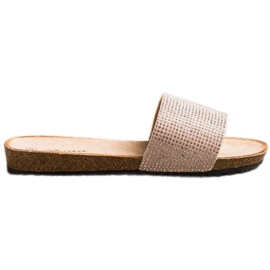 Bona Pantuflas Elegantes Con Circonita rosa