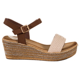 Bona Sandalias de cuña de moda beige marrón