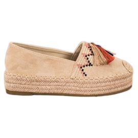 Coura Alpargatas De Ante Con Flecos beige