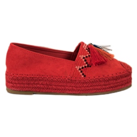 Coura Alpargatas De Ante Con Flecos rojo