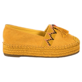 Coura Alpargatas De Ante Con Flecos amarillo