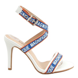Sandalias blancas de tacón alto LL-170P Blanco azul