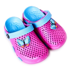 Zapatilla Espuma Infantil Kroks Fucsia Olivia azul rosado