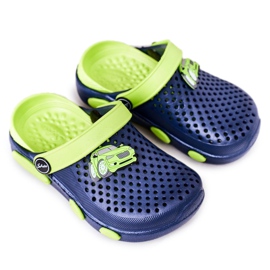 Pantuflas Niños Espuma Kroks Azul Marino-Verde Oliver