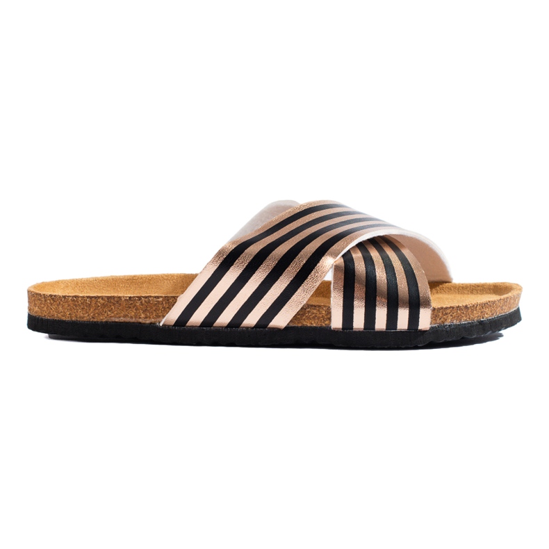 Bona Chanclas casual rayas negro dorado