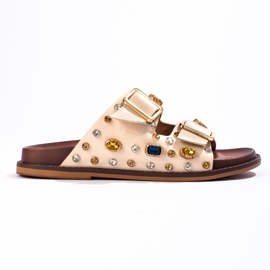Seastar Chanclas de moda con cristales. beige