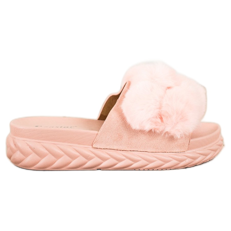 Seastar Pantuflas rosas con pelo rosado