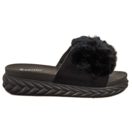 Seastar Pantuflas Negras Con Piel negro