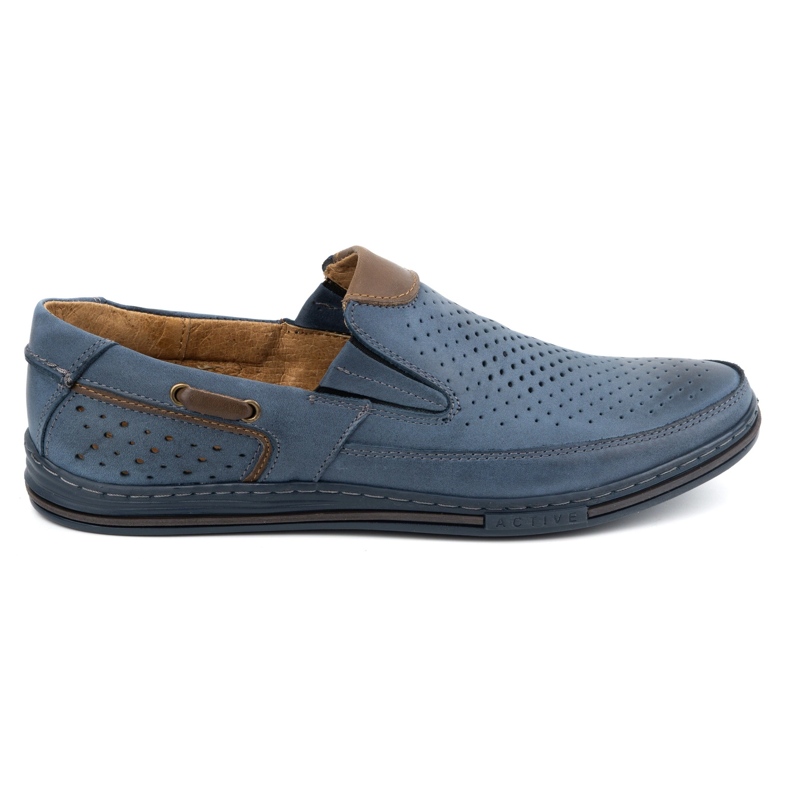 Polbut Zapato hombre piel 09 para verano Azul marino con marrón