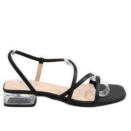 Sandalias con tacón transparente negro TU161P Negro