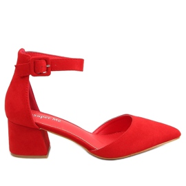 Salón con tacones anchos rojo LL76 Rojo