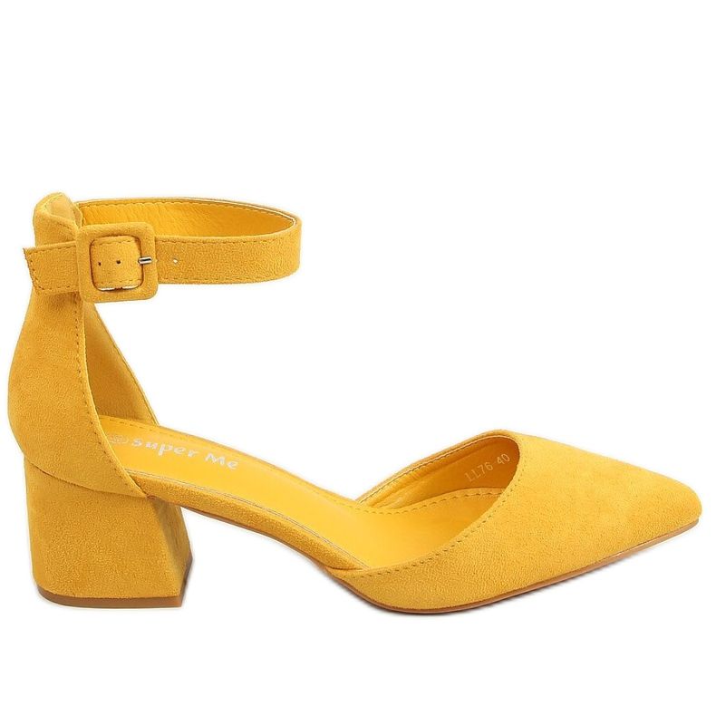 Zapatos de salón con tacón ancho en miel LL76 Amarillo Zapatos de salón con tacón ancho en miel LL76 Amarillo