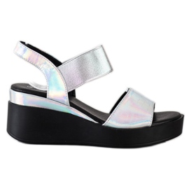 Coura Sandalias de cuña brillantes plata