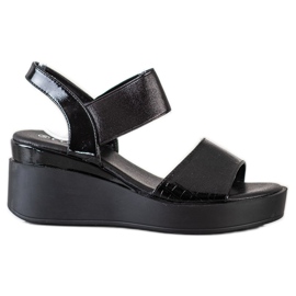 Coura Sandalias de cuña brillantes negro