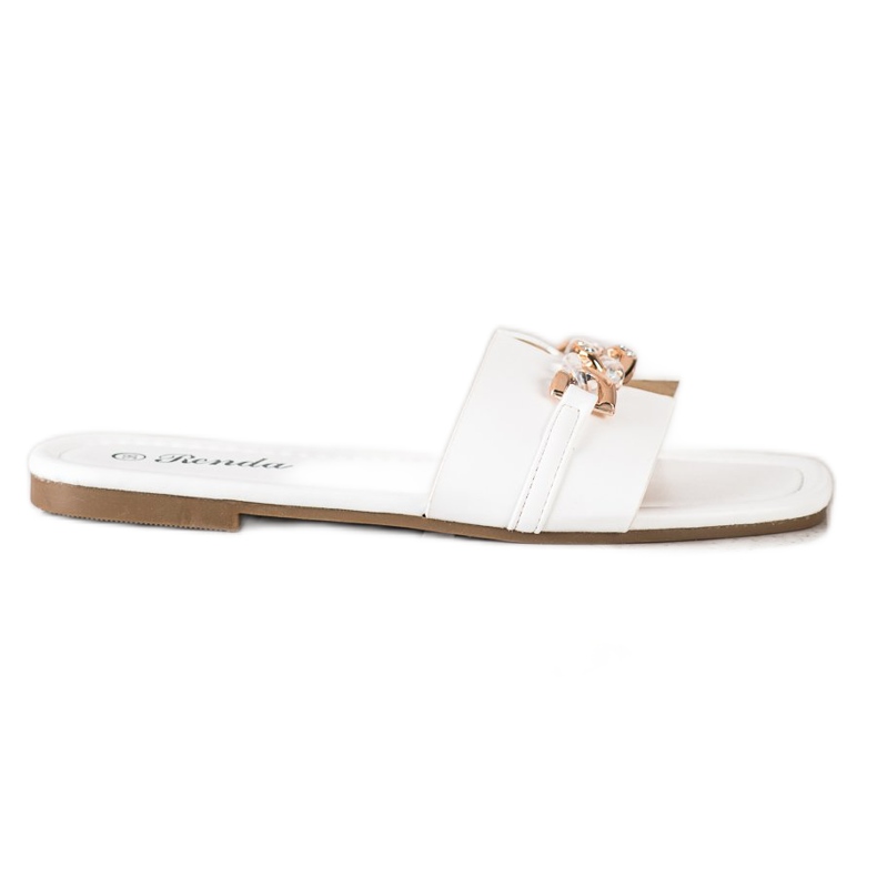 Renda Pantuflas Elegantes Con Adorno blanco