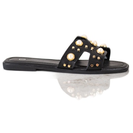 SHELOVET Zapatillas de moda con diamantes de imitación negro