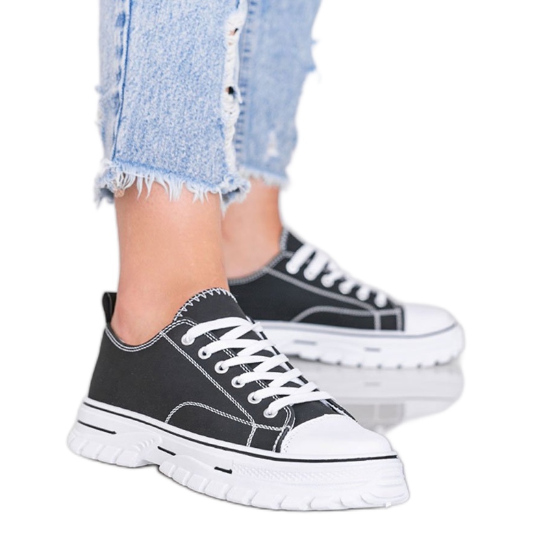 Zapatillas de mujer negras sobre suela gruesa Georgia negro