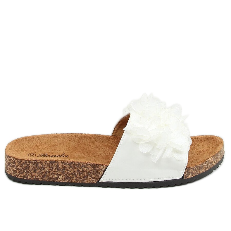 Zapatillas de corcho blanco con flores 620-73 Blanco