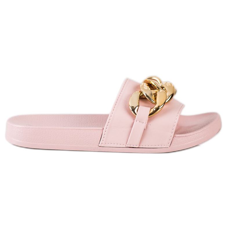 SHELOVET Pantuflas rosas con adorno rosado
