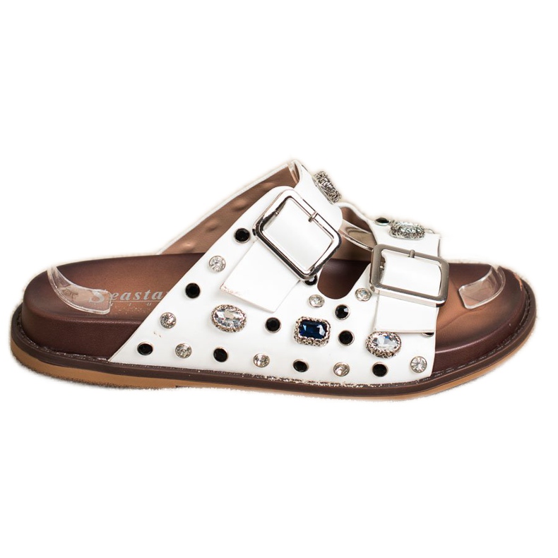 Seastar Chanclas de moda con cristales. blanco