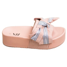 SHELOVET Zapatillas de moda con lazo rosado