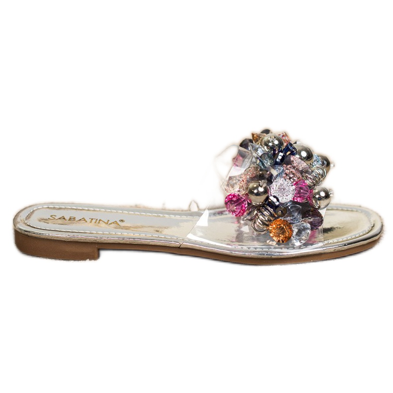 Sabatina Pantuflas Transparentes Con Adornos gris