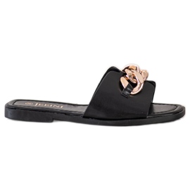 SHELOVET Pantuflas Con Decoración Dorada negro