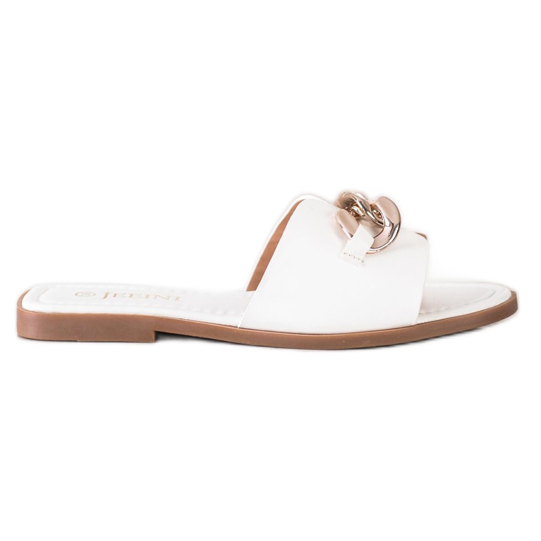 SHELOVET Zapatillas con adorno dorado blanco