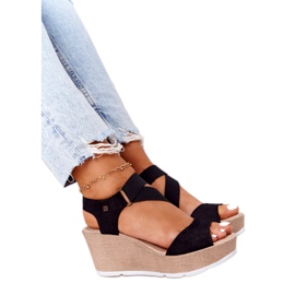 Sandalias Cuña Piel Big Star FF276016 Negro