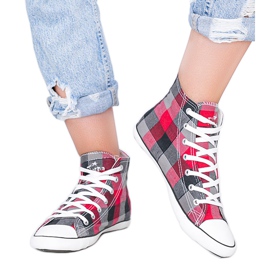 Shape of You zapatillas rojas a cuadros negro rojo gris