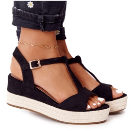 PG1 Negro Sandalias de cuña Graciosa 9R93 Negro