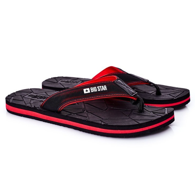 Chanclas negras para hombre Big Star HH174820 negro rojo