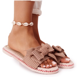 PS1 Pantuflas de goma Gabriell marrones con lazo marrón