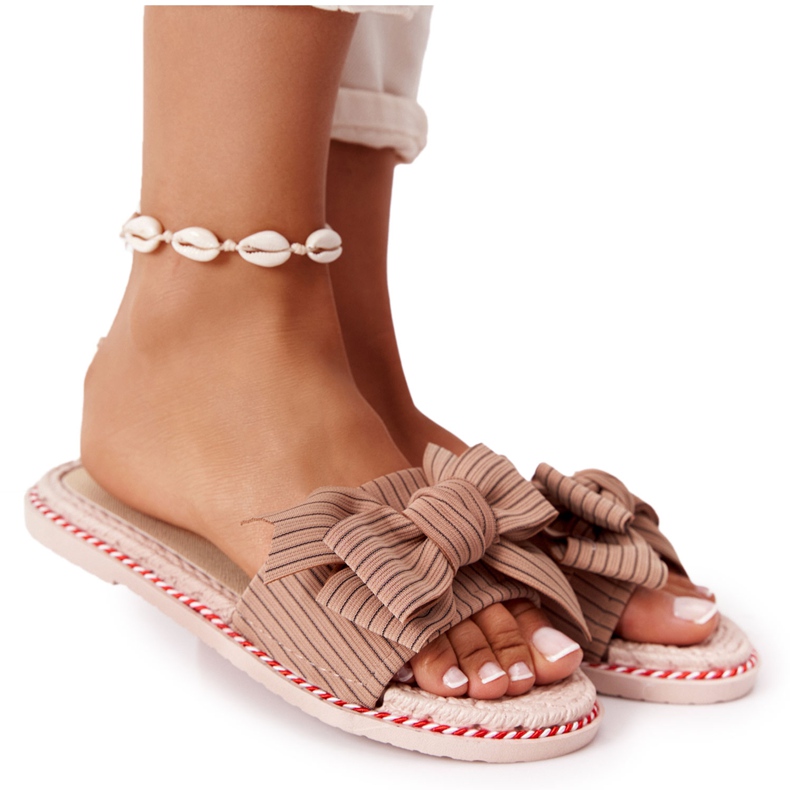 PS1 Pantuflas de goma Gabriell marrones con lazo marrón
