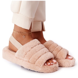 PS1 Pantuflas de piel sobre plataforma de copo de nieve beige