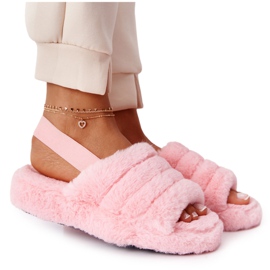 PS1 Zapatillas de piel en una plataforma de copo de nieve rosa claro rosado