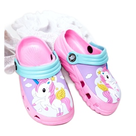 Pantuflas Niños Espuma Crocs Rosa Turquesa Oscar azul