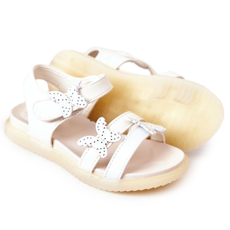 Apawwa Sandalias Infantiles Mariposas Velcro Malvika Blanco