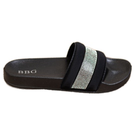SHELOVET Pantuflas Con Circonita Cúbica negro