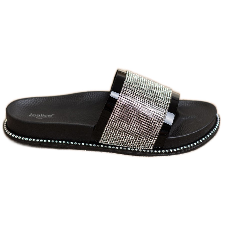 SHELOVET Pantuflas Negras Brillantes negro