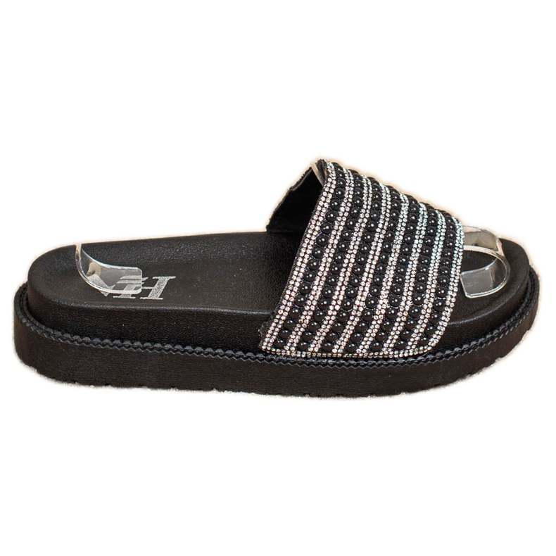 SHELOVET Pantuflas En La Plataforma Con Circonita negro