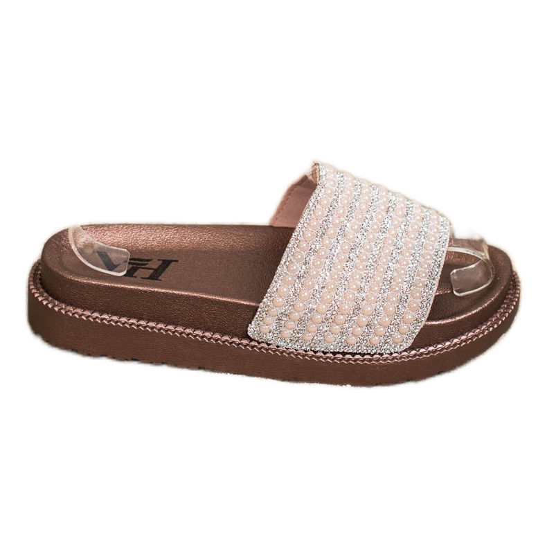 SHELOVET Pantuflas En La Plataforma Con Circonita beige dorado