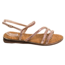 Fama Sandalias planas elegantes marrón dorado