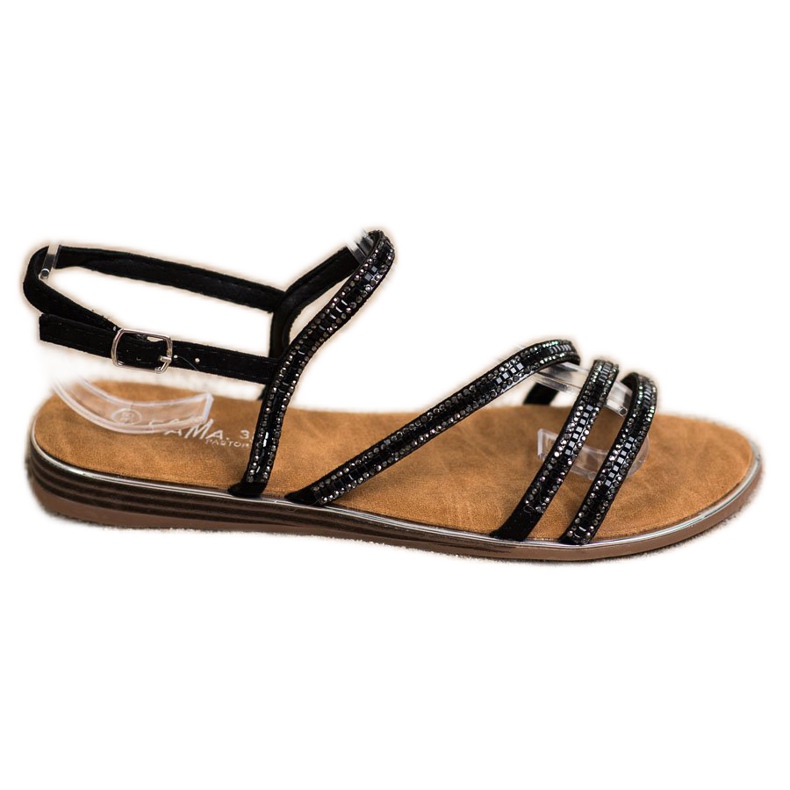 Fama Sandalias planas elegantes negro
